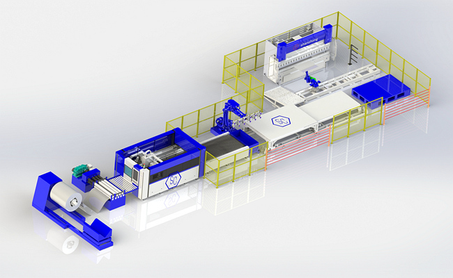 Automatische Produktionslinie zum Laserschneiden