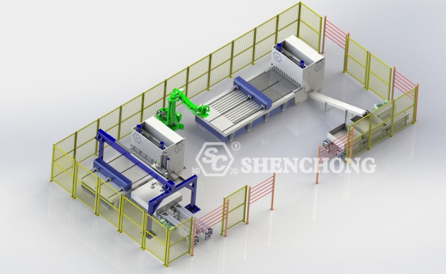 Automatische Produktionslinie für Plattenschermaschinen