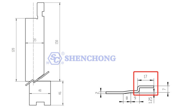 press brake forming tool for narrow side